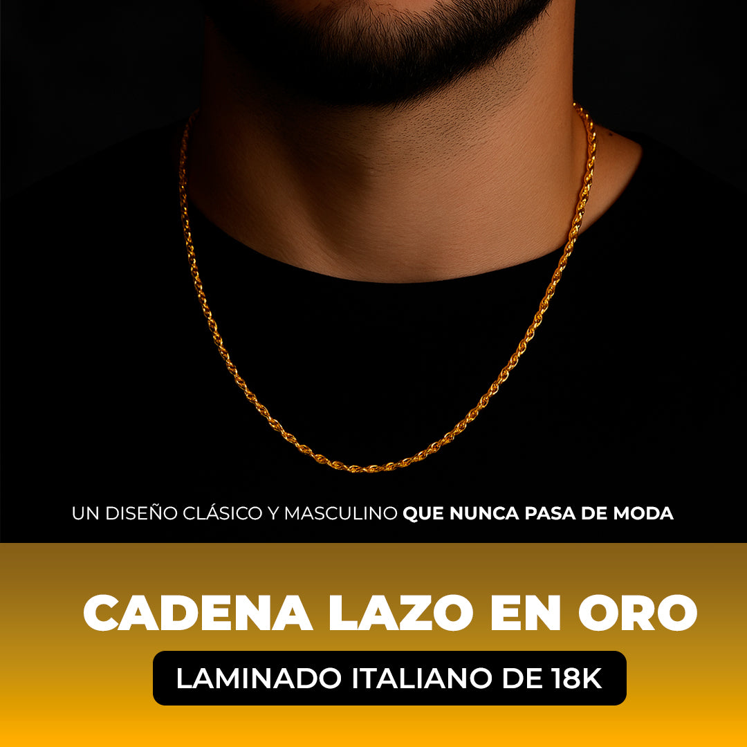 CADENA LAZO EN ORO LAMINADO ITALIANO DE 18K