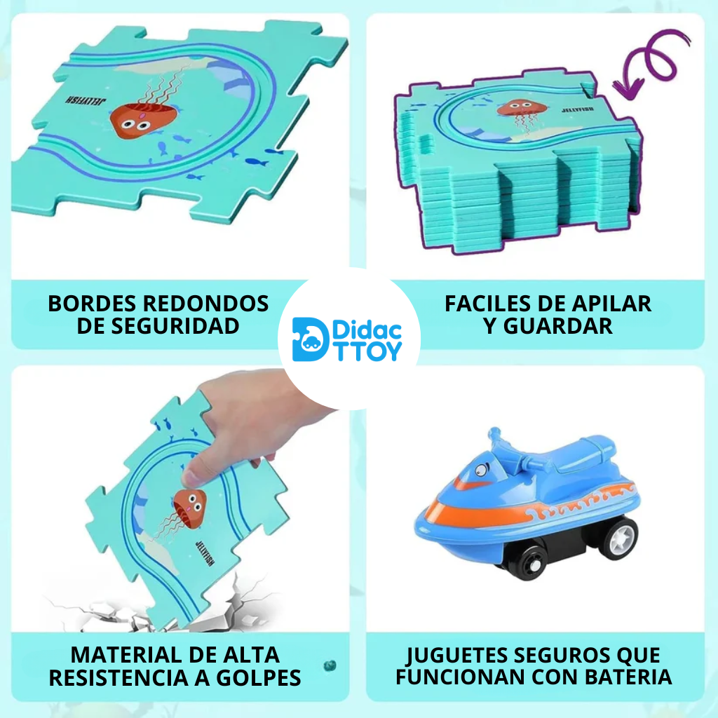 DidacTTOY® - Pista de circuito armable para niños (25 PIEZAS)