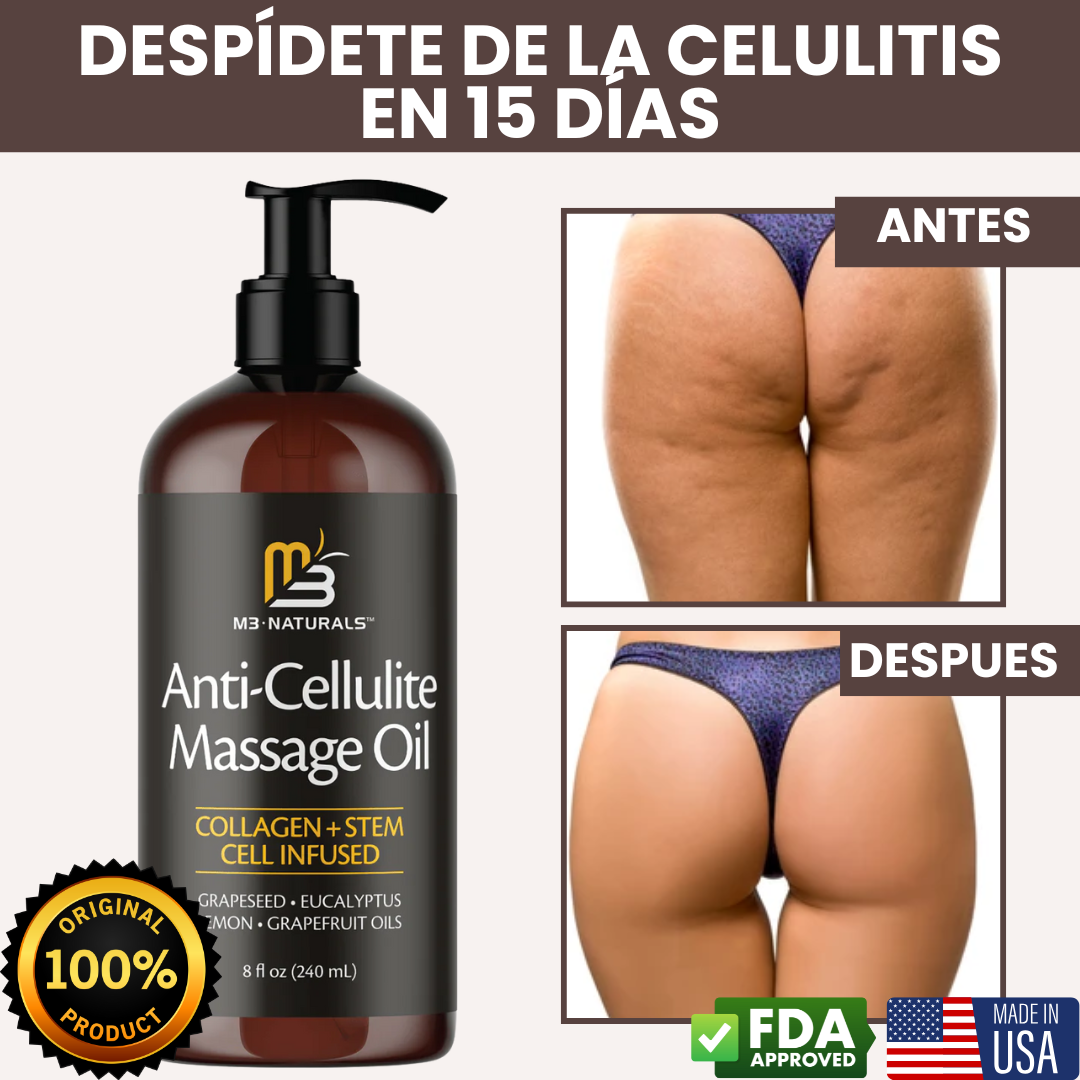 M3 NATURALS® - Aceite masajeador anti-celulitis
