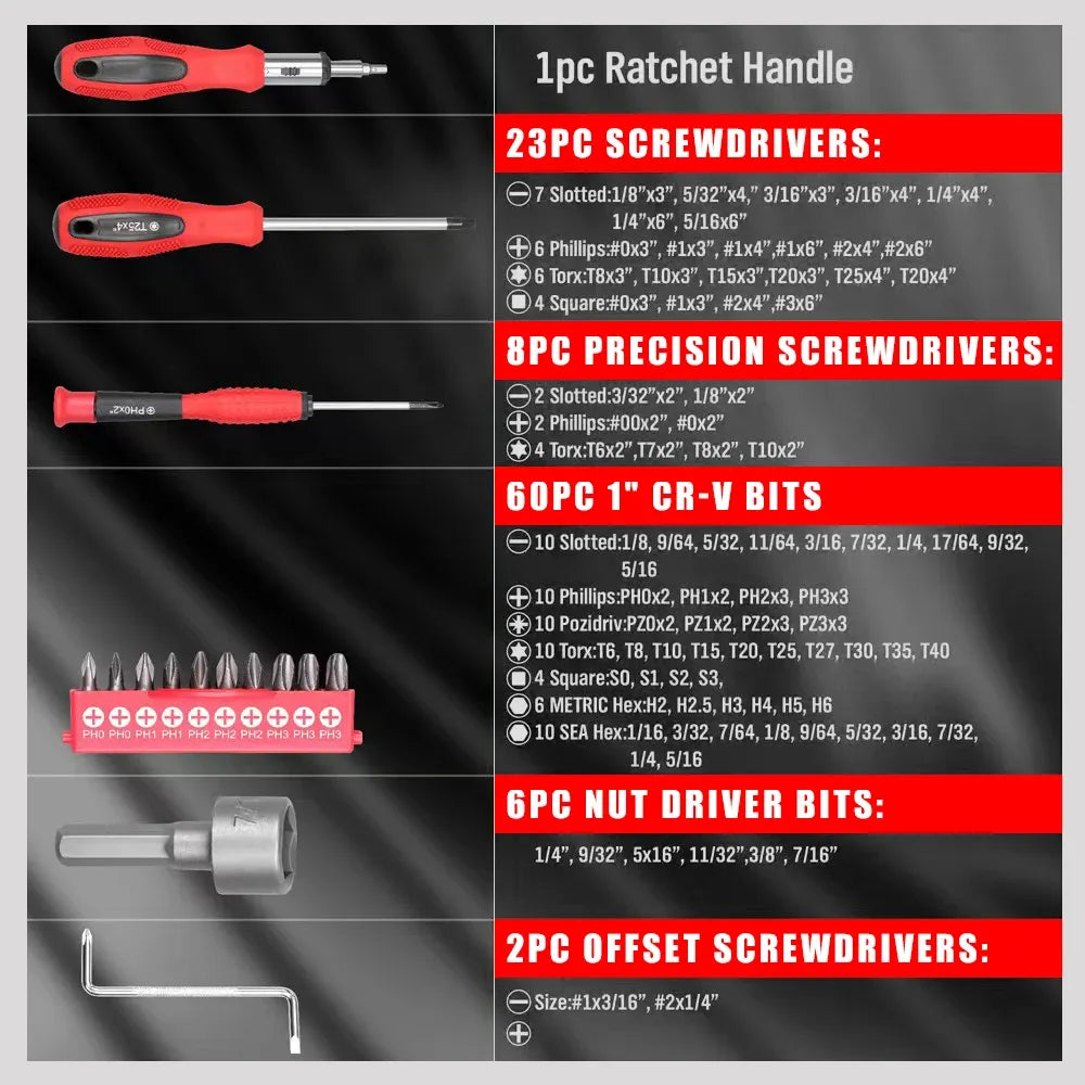 TOOTLJOY - Set profesional de destornilladores de 100 piezas