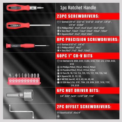 TOOTLJOY - Set profesional de destornilladores de 100 piezas